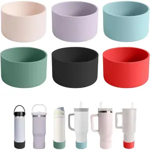 6Pcs Silicone Cup Boots for Water Bottle Fits Stanley/Hydro Flask/Simple Modern/Yeti/Owala, 2.8-3.1in Width Bottom Protector Cover Sleeve (6 Colors)