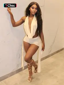 Women's Fashion Backless Halter Top and Slim Fit Short Pants Set, Trendy Summer Comfort for Daily Wear, Stylish Ribbons Design