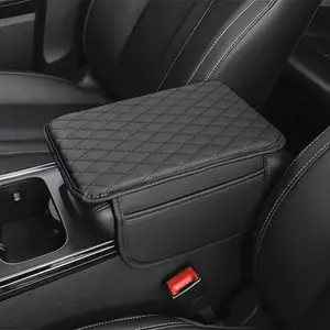 Premium PU Leather Car Armrest Pad with Side Storage Bag and Mat - Car Armrest Cushion with Storage Pocket, Spacious Interior Decoration Accessory for Comfortable Driving Experience - Car Interior Decoration Accessories