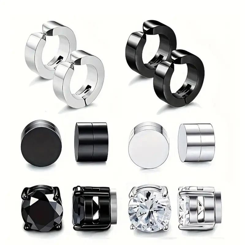 6 Pairs Stainless Steel Magnetic Ear Clips, No Piercing Earrings for Men and Women, Allergy-Free Design, Hypoallergenic Sensitive Ears, Stylish and Trendy Jewelry Accessory