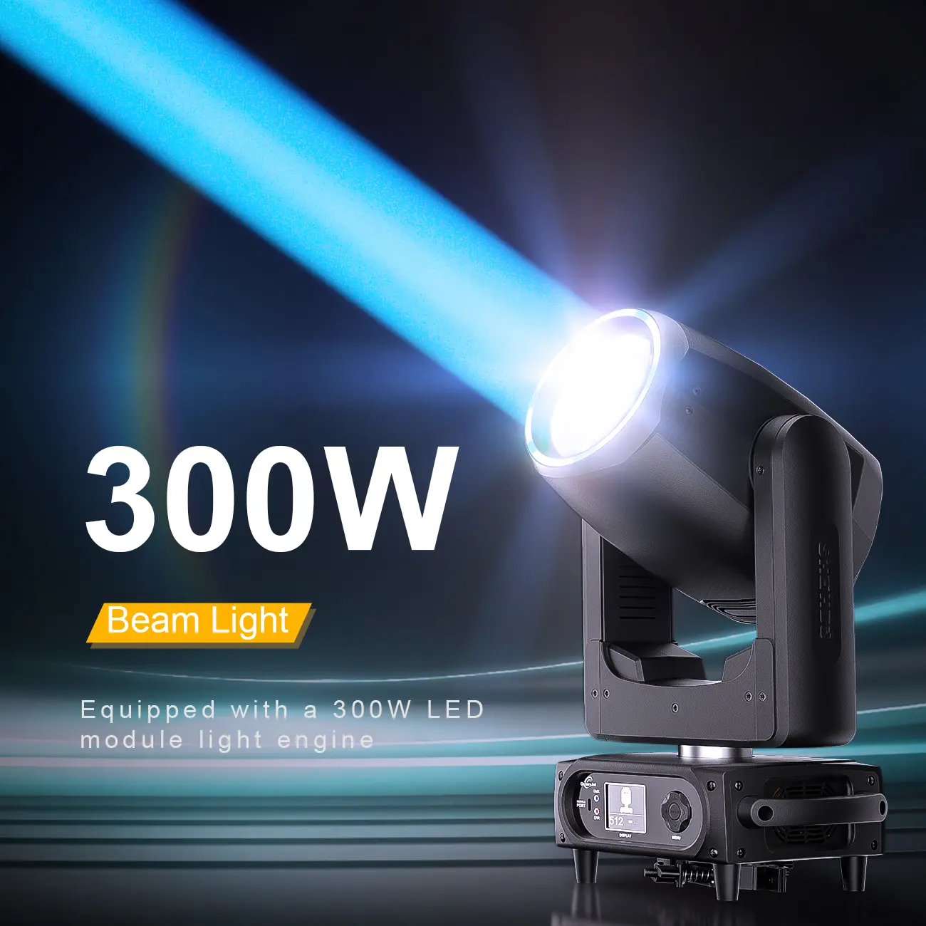 SHEHDS Super Bright LED Beam Moving Head Light, 300W LED Lighting Light, 180000 lx/5m, 14-Slot GOBO Wheel, 14-Colors, Prism Effect, Frost & Color Disc Effects, DMX512 for Party, Stage Show, Commercial Lighting