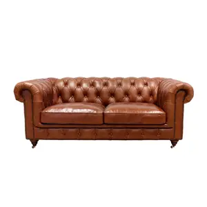 Canvello Paris Club Chester Bay Tufted Loveseat, Brown