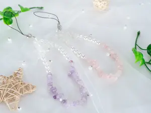 Purple Pink Pearl Crystal Phone Chain Phone Charm Strap Phone Accessory Lucky Phone Accessories Boho Phone Charm  Beaded Phone Strap Handmade Phone Charm