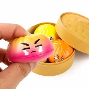 Dumpling Squishy Toy Set, 3PCS Mini 5cm or 1PCS Large 8cm Steamed Bun Stress Relief Toy, Slow Rising TPR Fidget Squishies, Cute Sensory Desk Toy for Kids Adults Anxiety Relief Gift