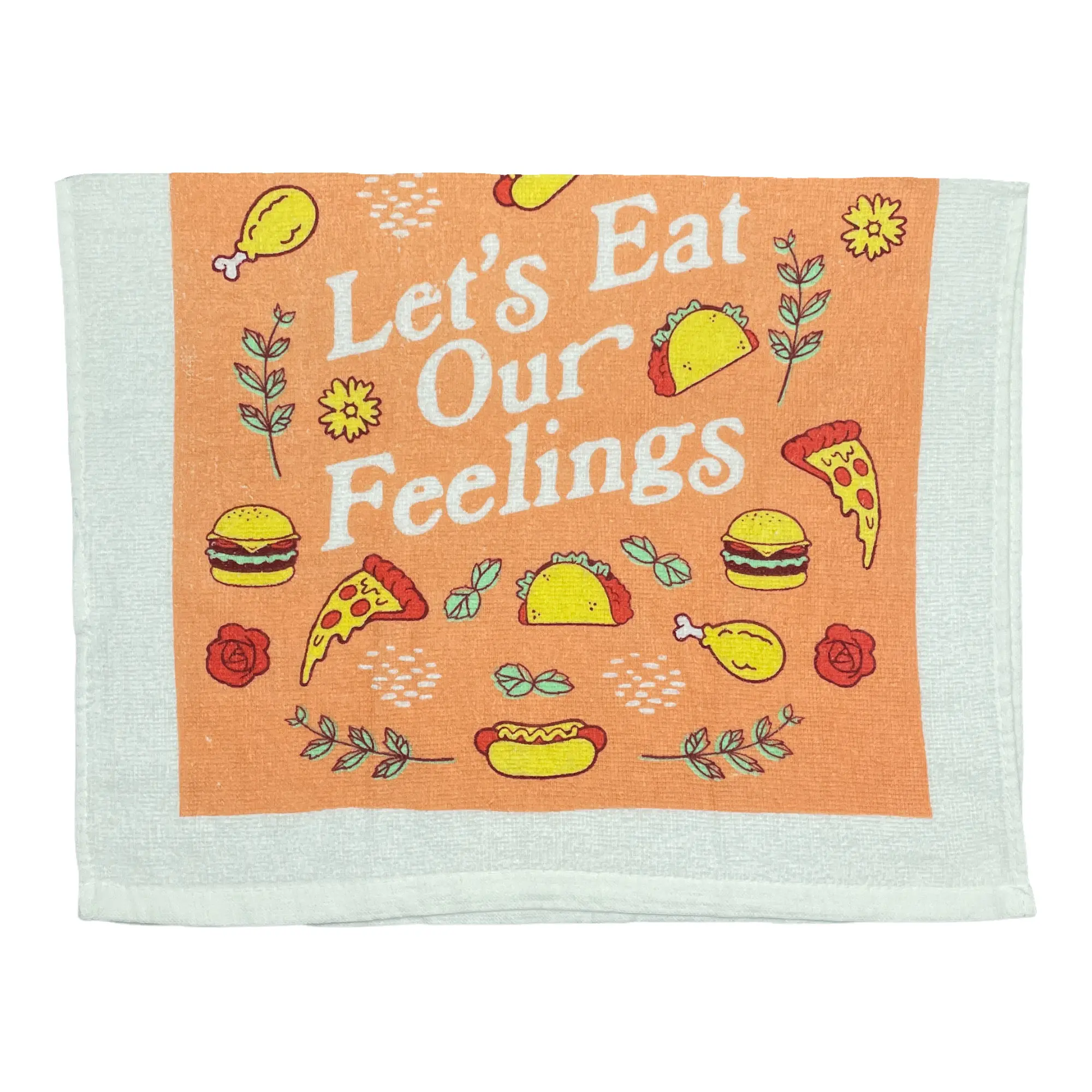 Lets Eat Our Feelings Funny Junk Food Coping Tea Towel Funny Dish Towels Soft Adsorbent Tea Towel