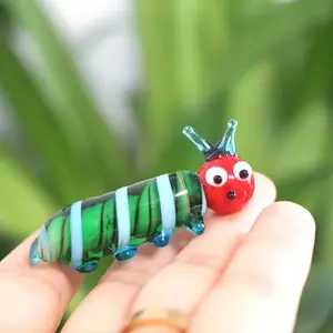 Handmade Colorful Glass Caterpillar Ornament, Animal Design, Cute Home & Car Decoration, Perfect Holiday Gift, Unique Craftsmanship, Decorative Figurine, Statue, Collectible Figurines