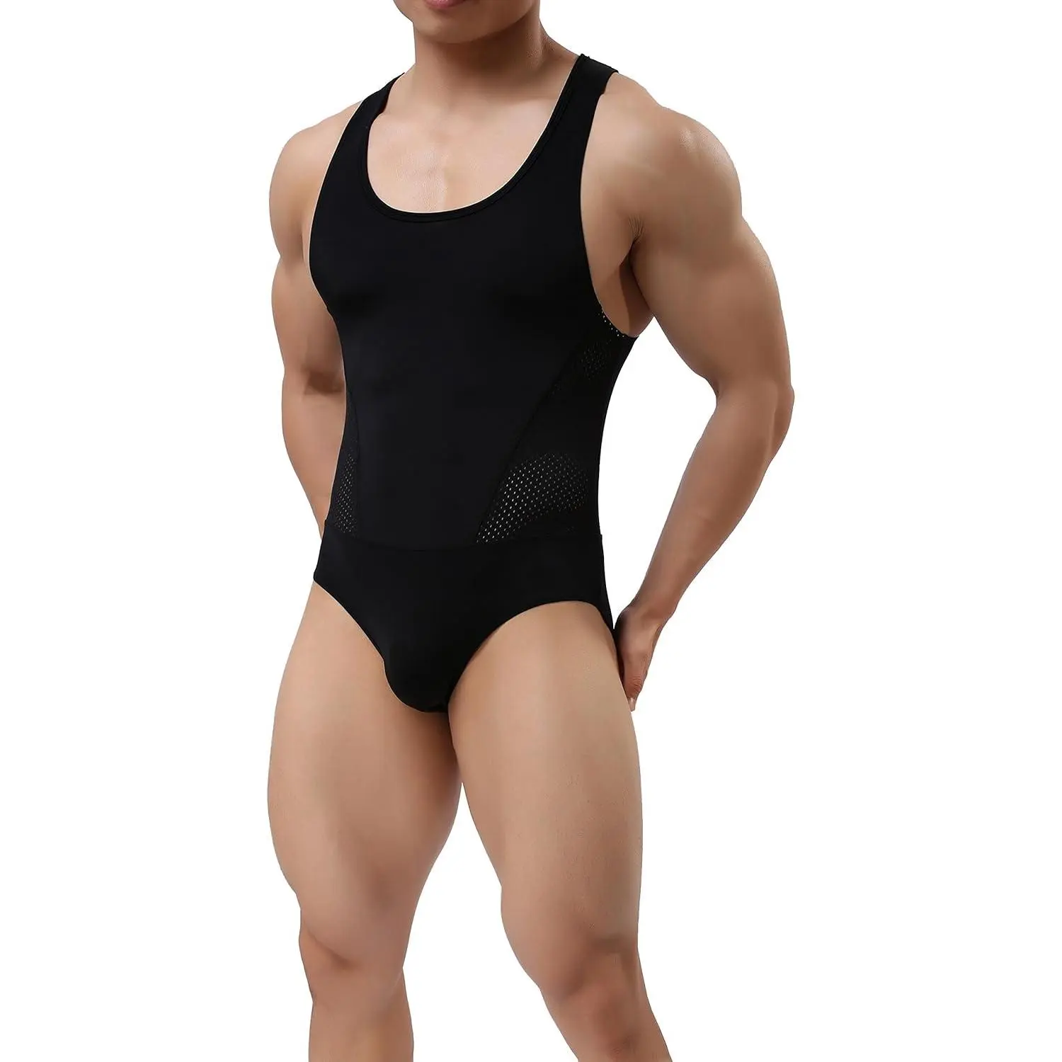 Men's Stretch Jockstrap Singlet Leotard Bodysuit Bodywear Underwear