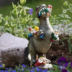 Dinosaur-themed garden decorations, creative cute gnome and dinosaur garden decor, resin craft, home garden decoration, garden gnome statues sports event souvenir tiktokshopspringglowup