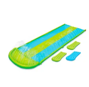 Bluescape Triple-Lane Water Slide + (3) Inflatable Boogie Boards for Summer Water Play