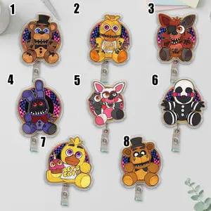 8 Ops FNaF Badge Reel, Five Nights at Freddy’s Nurse ID Holder, Retractable Nurse Teacher Badge Reel