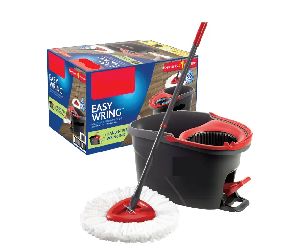 Hands-Free Wringing Spin Mop System with Bucket, Household Electric Upright Mop