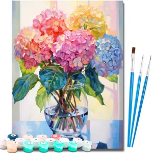 Paint by Number Kits for Adults Beginners, Easy Acrylic Simple Flowers Paint by Number Kits, DlY Watercolor Paint by Numbers Kits on Canvas Without Frame for Home Wall Decor Home Decoration 16x20inch