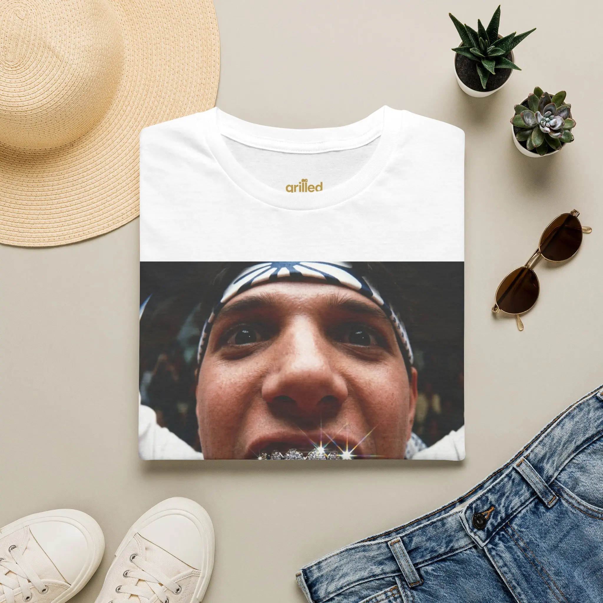Graphic T-Shirt — Close-Up Grinning Face Photo Print