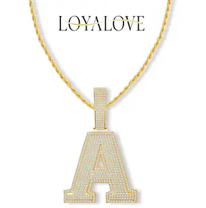 Loyalove Big Hip Hop Large Letter Zirconia Alphbet Pendant Birthday Anniversary Mother's Day Gifts for Men&Women