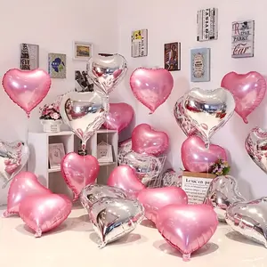 40 Pieces Of 18-inch Heart-shaped Aluminum Foil Balloons In Pink And Silvery Filled With Helium, Suitable For Birthday Parties, Weddings, Proposals, Confession Scenes Decoration, Indoor, Courtyard, Garden Decoration. Mixed Color