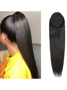 Clip-In Human Hair Ponytail Extensions - Long Straight Hairpiece with Adjustable Drawstring & Clips, Natural-Looking Hair Extension for Women, Volume & Length, Versatile for Ponytails, Braids, Buns Ponytail Hair Extensions, Hair Extensions Ponytail