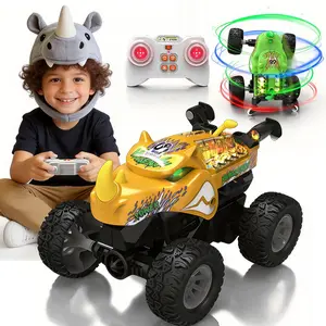 Mini RC Stunt Car Rhino Monster Truck with LED Lights, All-Terrain Remote Control Vehicle, Dual Speed, Durable Shell, Birthday Gift