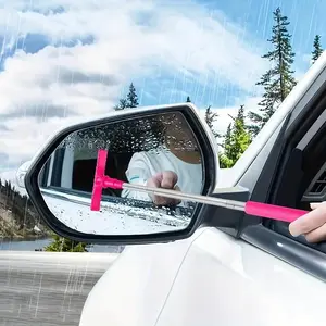 Portable Water Scraper for Rearview Mirror with Sponge Cleaner and Extendable Window Cleaning Brush - 1pc