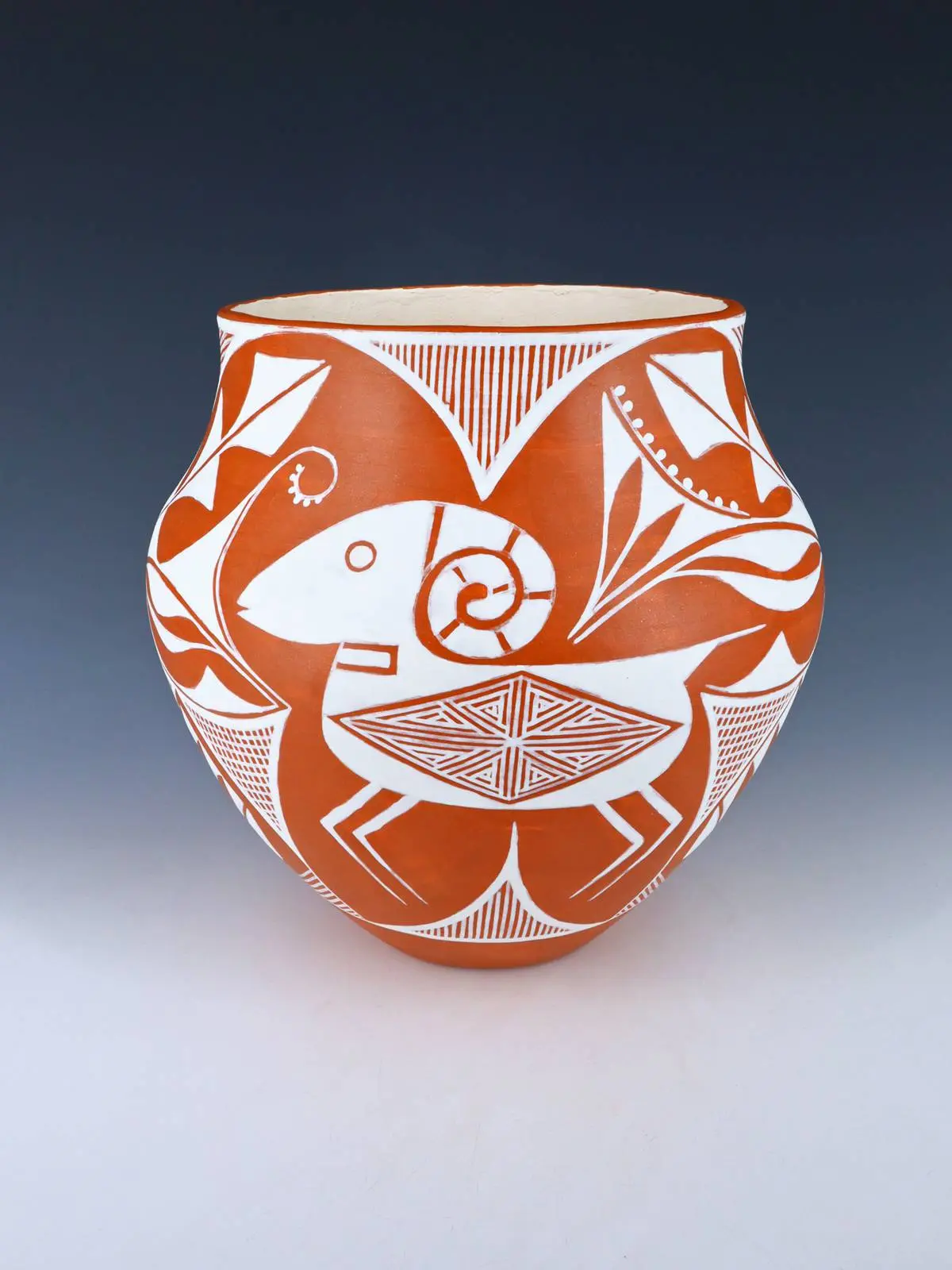 Acoma Pueblo Hand Coiled Painted Pottery Bowl