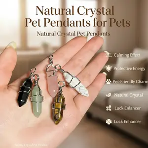 Pet Crystal Pendant for Dogs & Cats | Calming · Protection · Love · Lucky Energy Collar Charm