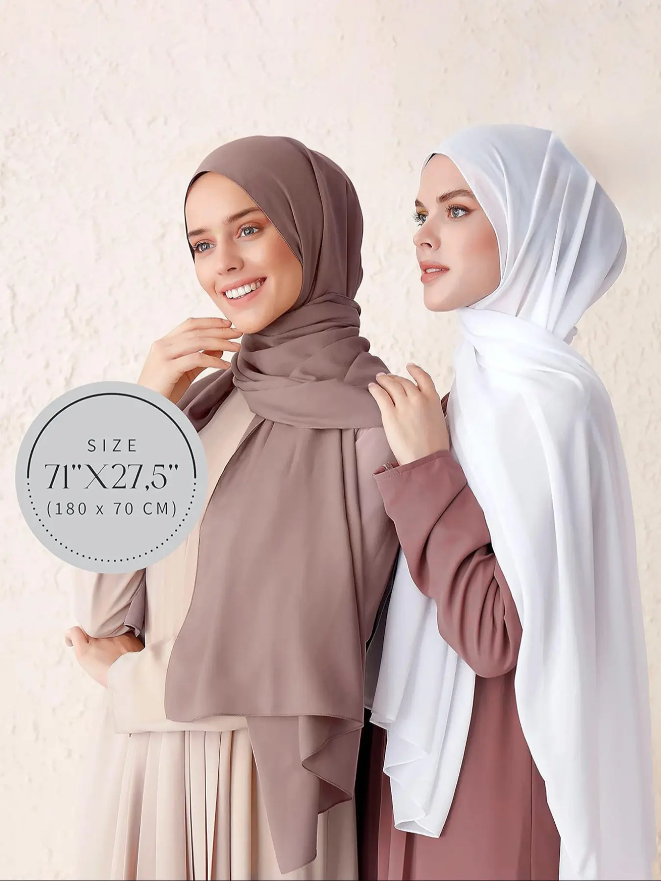 Women's Chiffon Beach Scarf Set, Chic Hijab for Women, For Muslim, Versatile Arabic Casual Headscarf, Sun Protection Jersey Hijabs for All Occasions