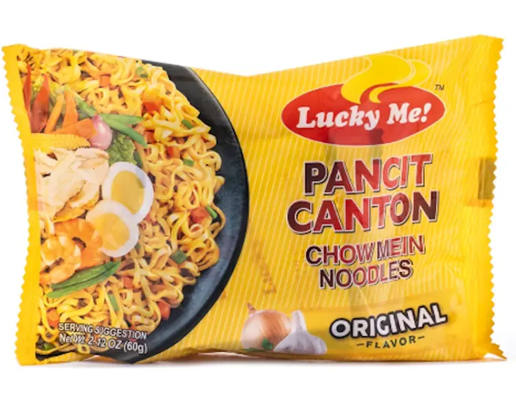 Lucky Me Pancit Canton Original Instant Noodle - Classic Garlic-Sweet Savory Pantry Food, Ready Fast, Made with Coconut Oil, Salt, Vegetable Oil, Cane Sugar, 370 cal/serving, Suitable for All Ages