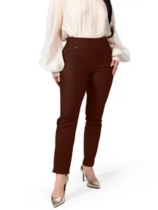 Plus Size Yoga Dress Pants – Stretchy Straight-Leg Work Pants with 5 Pockets, Slim Fit Office Casual Slacks