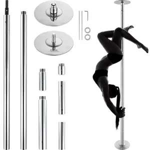 VEVOR Professional Dancing Pole, Spinning Static Dancing Pole Kit, Portable Removable Pole, 45mm Heavy - Duty Stainless Steel Pole, Height Adjustable Fitness Pole, for Exercise Home Club Gym, SilverVEVOR Super Brand Day
