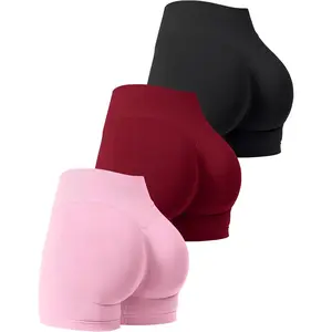 3 Pack Workout Gym Shorts Women Scrunch Butt Lifting Seamless High Waist Yoga Booty Shorts for Women