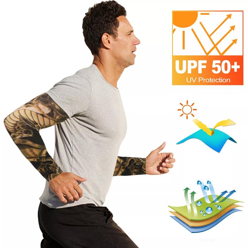 Dazone 10PCS Temporary Tattoo Sleeves, Arts Fake Cooling Tattoo Arm Sleeves for Men Women