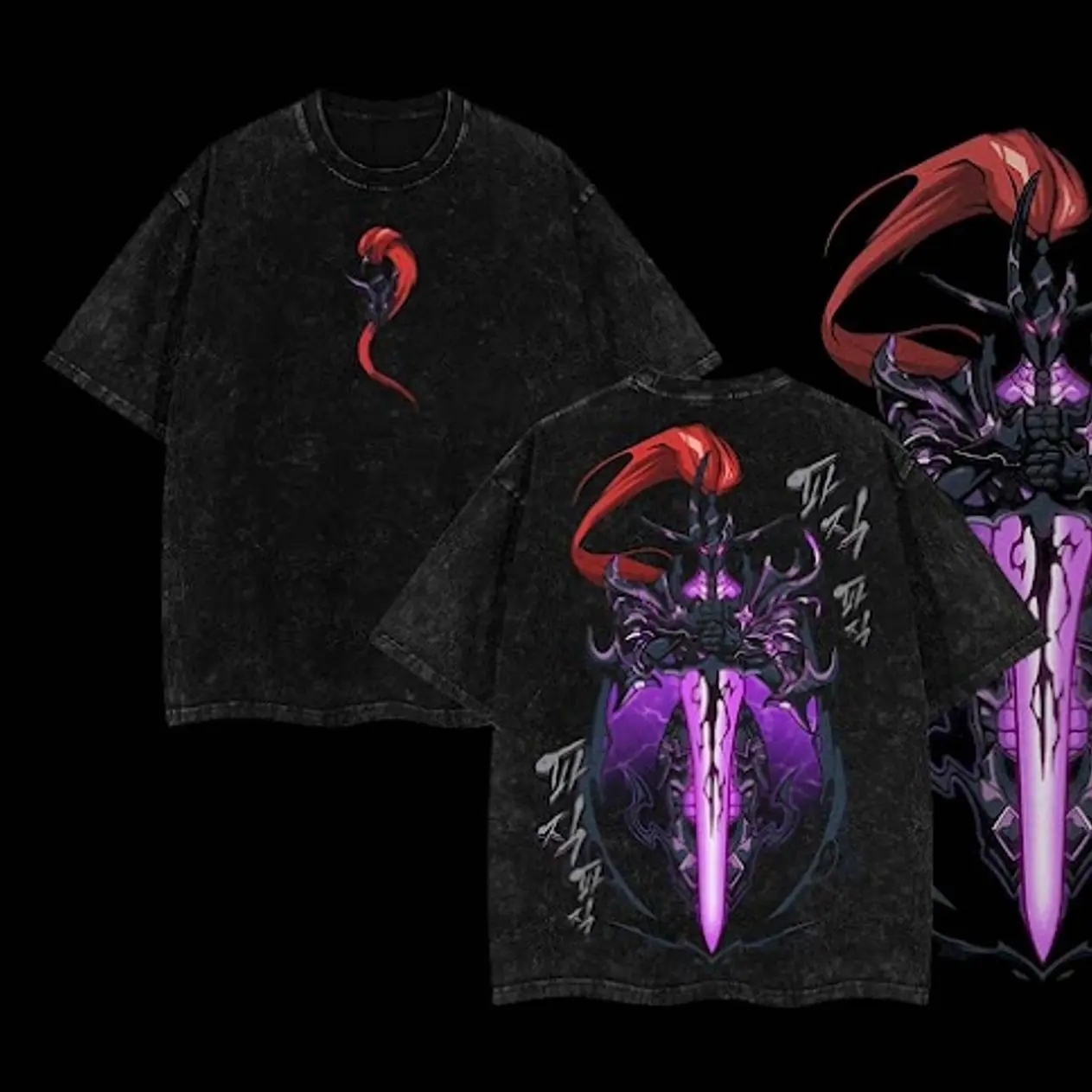 [COLLECTION] Shadow Soldiers BERU, IGRIS, IRON, TUSK T-Shirt Solo Leveling Anime Double Printed Vintage Washed Tee Unisex Oversize Anime Manga Washed Heavyweight Cotton T-shirt DV8