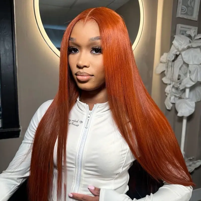 [New In] Wiggins Hair Glueless M Hairline Widow's Peak Straight #35 Copper Orange & #P4/27 Highlight 6x8 Lace Closure Wigs Human Hair Ready To Go Wig Pre Cut Pre Plucked Natural Hairline #weeklydeals