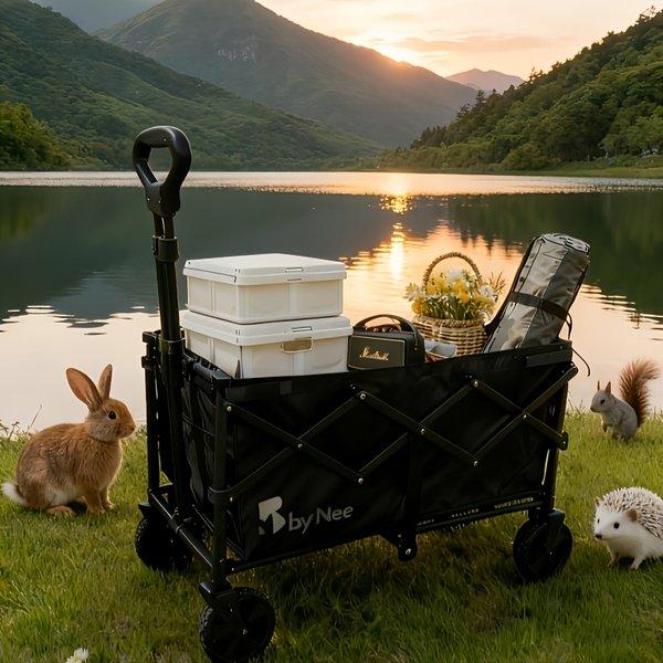 Foldable Outdoor Wagon Cart – Heavy Duty All Terrain Wheels, High Capacity Utility Trolley for Camping, Beach, Picnic & Shopping