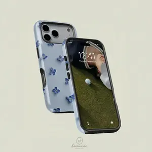 Blue Hydrangea Flower Print Phone Case, Durable Two-In-One Protection, Fits iPhone 17 16 15 14 13 12 Pro Max, Samsung Galaxy S25 S24 S23 S22 Ultra Series