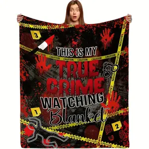 True Crime Watch themed printed flannel blanket - soft and warm for all seasons, perfect for the couch, office, and travel - ideal gift idea