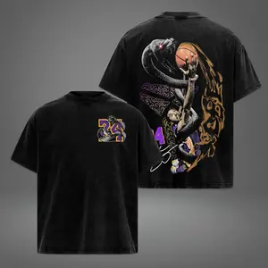 Menswear Men's Short-Sleeve Top, Vintage Acid Washed Black Mamba #24 Kobe Bryant Retro Bootleg Basketball T-Shirt, Streetwear Fan Gear, Game Day Gift for Basketball Fans
