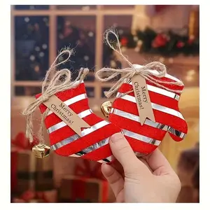4 Pieces Christmas Tree Decoration Ornaments Mini Christmas Tree Pentagram Socks Gloves Hanging Decorations Party Atmosphere Window Display Ornaments, Christmas Thanksgiving, Winter Decorations