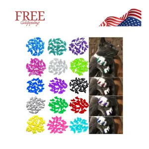 160pcs(16 Colors) Cat Nail Caps with Adhesives and Applicators (Medium)