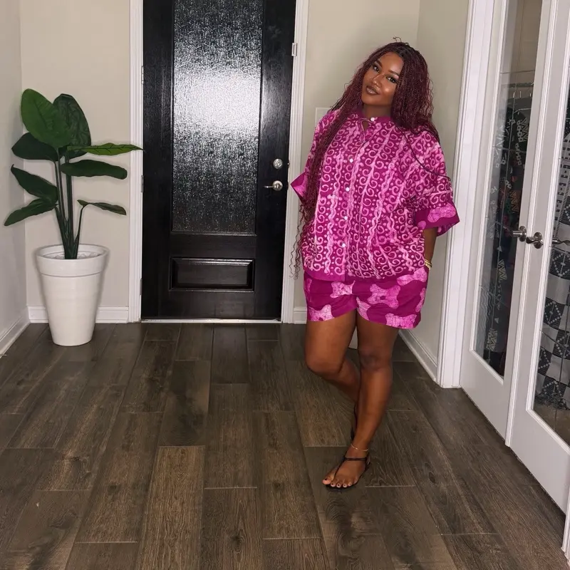 Women’s Oversized African Print Batik Dress, Casual Chic Mini Shirt Dress