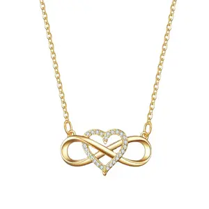 2025 Jewelry Design Romantic Fashion Silver Gold Color Infinity Forever Love Necklace CZ Lucky Heart Pendant Necklace for Women Gift Jewelry