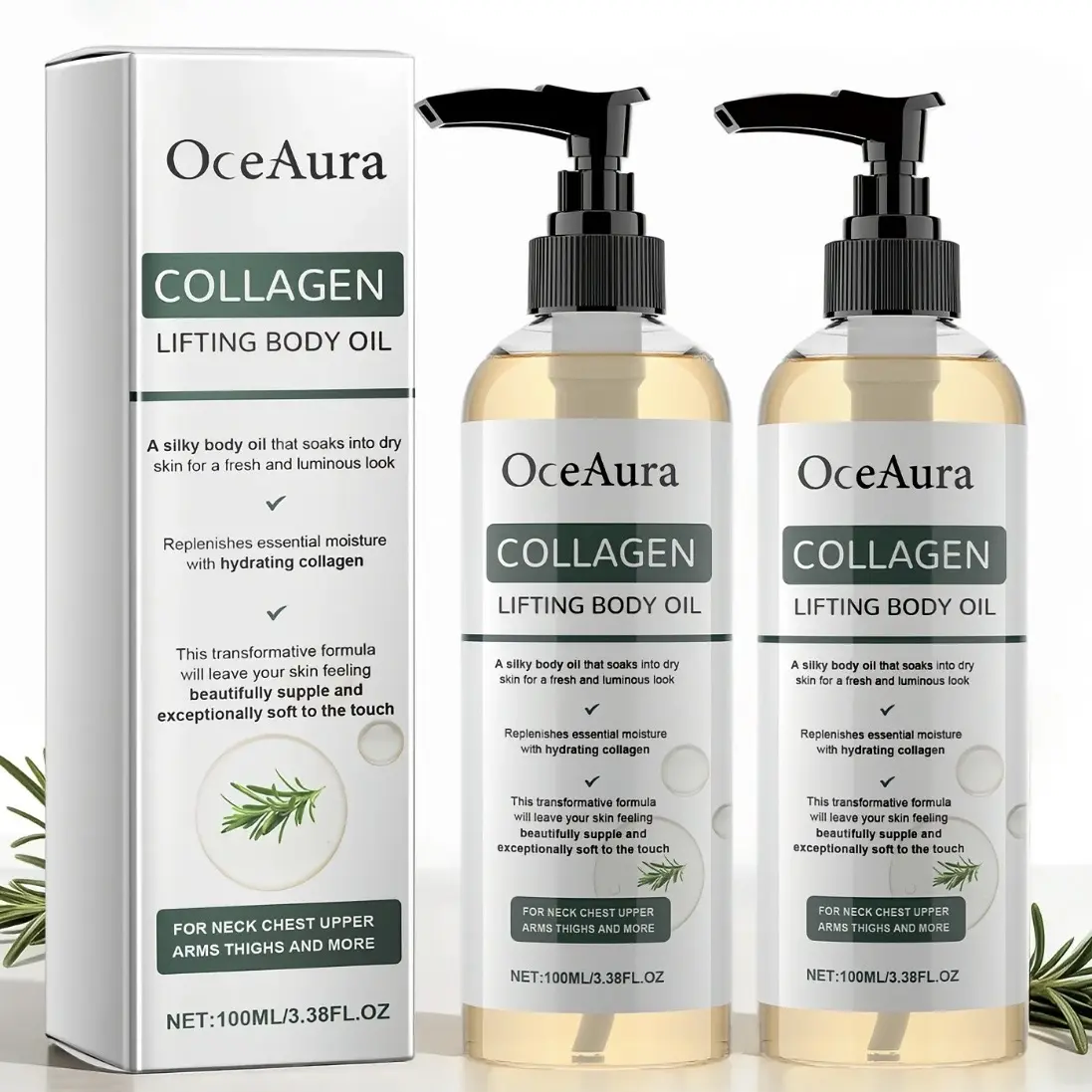 Collagen Lifting Body Oil, Hydrating Moisturizing Firming Oil, 2-Pack Set of Lightweight Non-Greasy After-Shower Body Oil for Neck, Chest, Arms and Thighs, Unisex, Body Oil Moisture #GLOBAL PICKS  full Body care Body Oil collection