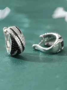 Women's Low Allergy Silver Color Hoop Earrings, Hypoallergenic Jewelry, Trendy Jewelry, Bohemian Vintage Style, Luxurious Cool Design, Synthetic Zircon, Casual Wear, Wedding, Party