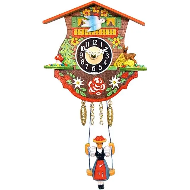 212 MAIN Alexander Taron 0110SQ Engstler Wood Battery-Operated Classic Aesthetic Mini Specialty Clock - Switch-Included, with Chimes, Home Decor, Holiday Decor, Holiday Gift Option for Girls