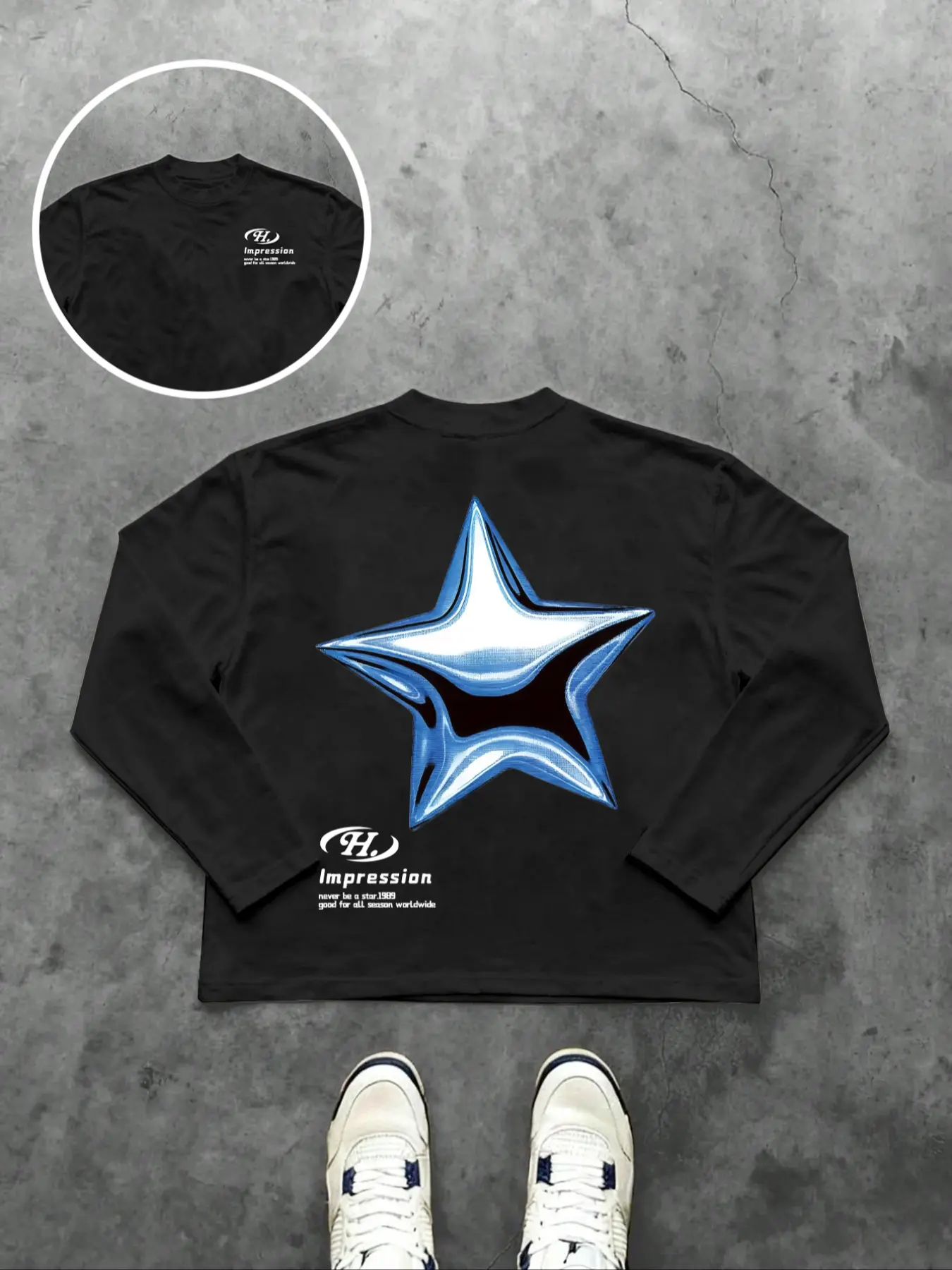 Men's Long Sleeve T-Shirt, Slim Fit, 3D Star Pattern, Slim Fitting Casual, Casual Fashion, All Seasons, Home Wear, Versatile Street Style, Perfect Gift