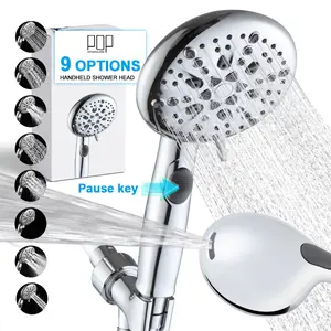High Pressure 9 Modes Handheld Shower Head Chrome, Anti-clog Nozzles, Built-in Power Wash to Clean