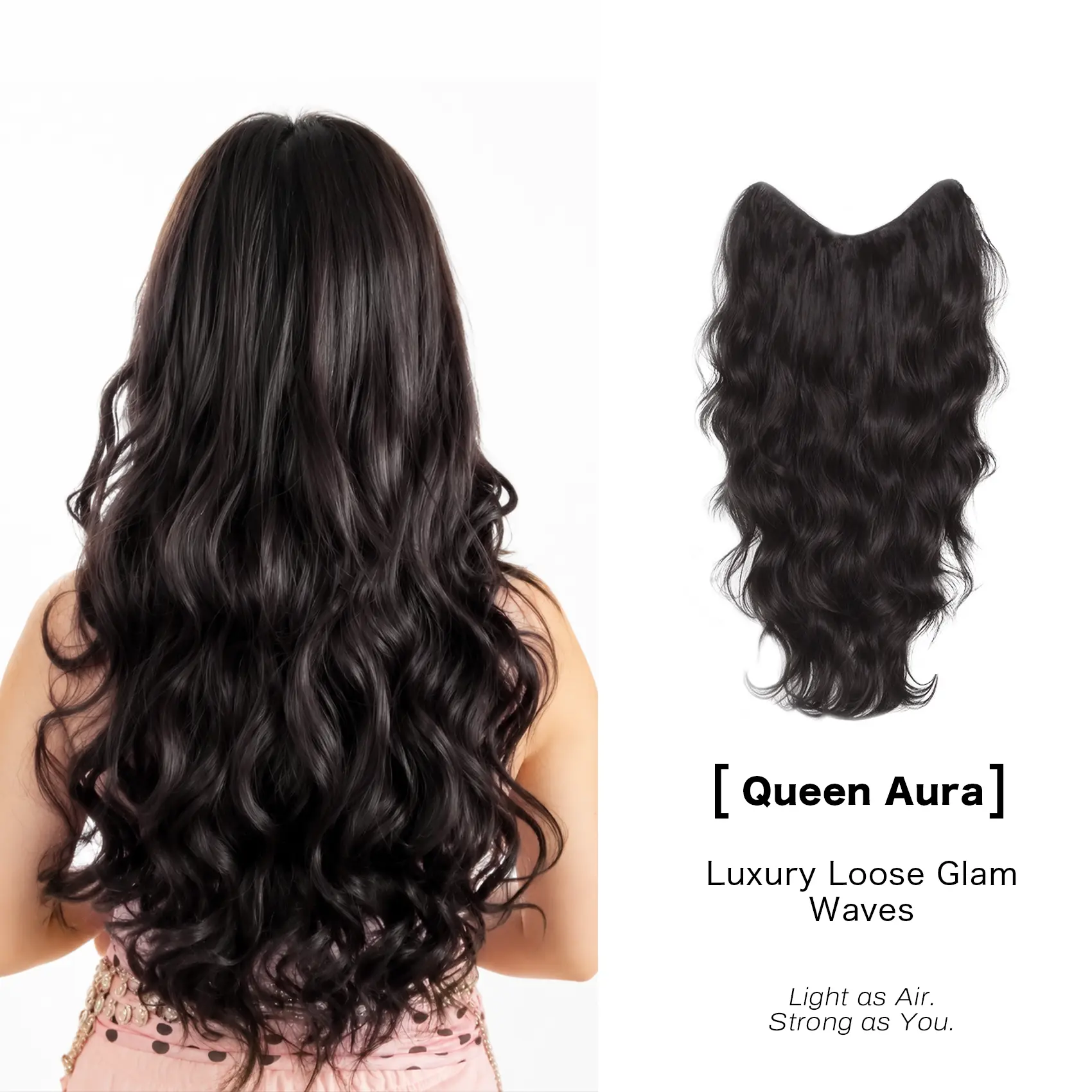 Wavy Synthetic Clip in Hair Extensions, 20-inch Long Invisible Layered Pieces for Women, Black Brown, Wavy Hair, Clip Hair Extensions