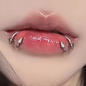 2-piece stainless steel S-bar tip, cone, lip, ring, bone piercings, jewelry set.Amazon.com/temu hot seller.