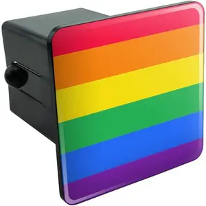 Rainbow Pride Gay Lesbian Contemporary Tow Trailer Hitch Cover Plug Insert 2"