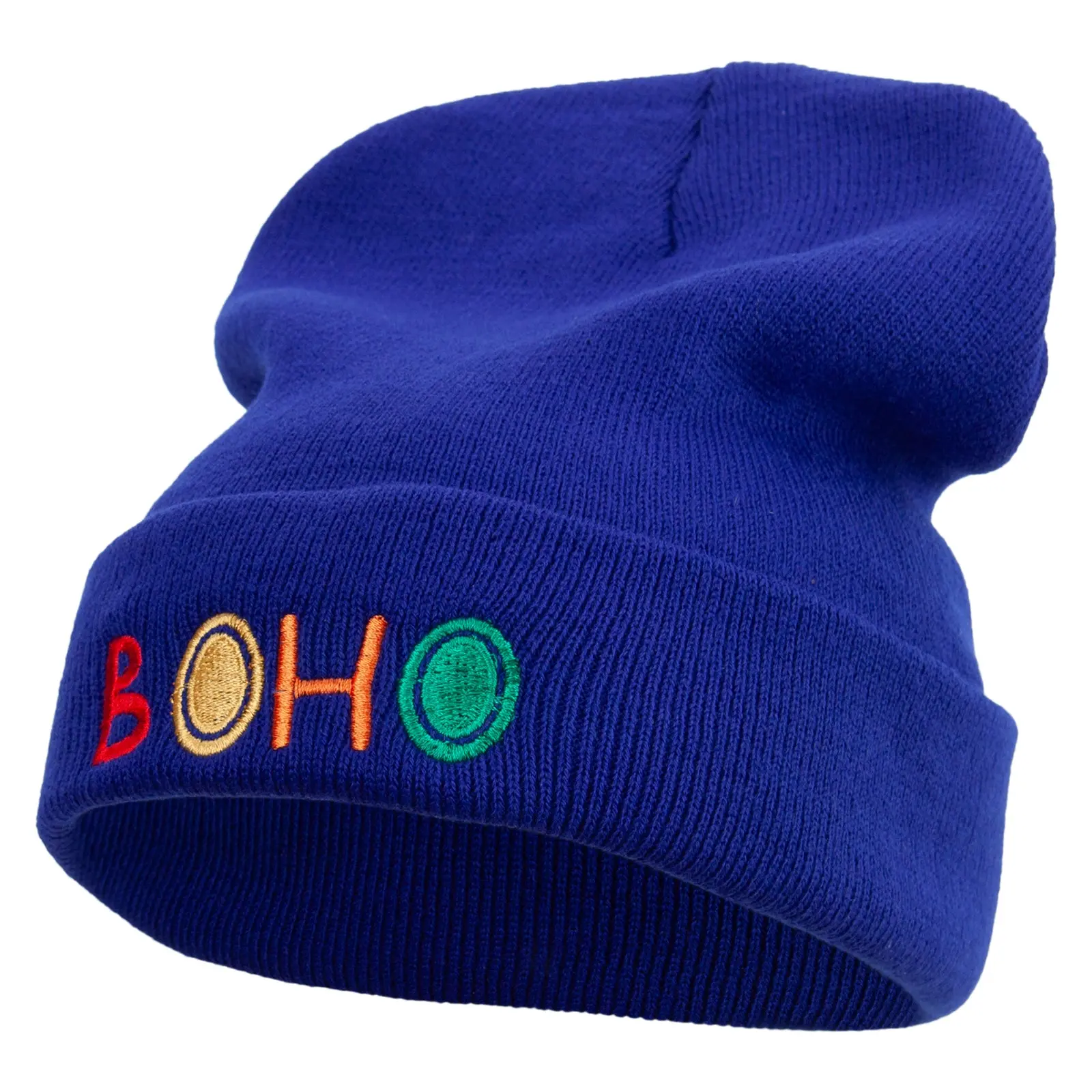 Artistic Boho Logo Embroidered 12 Inch Long Knitted Beanie