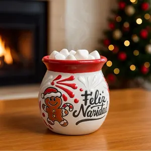 Talavera Christmas Mug – Red & White – Lead Free – “Feliz Navidad” Gingerbread